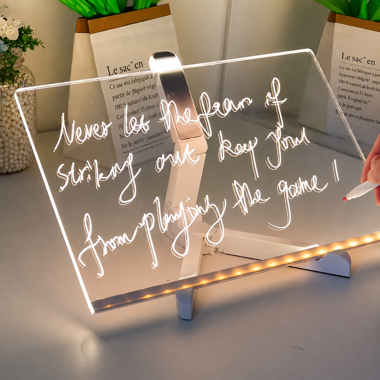 LED Neon Light-Up Drawing Board (acrylic glow board with markers)