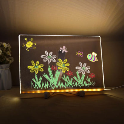 LED Neon Light-Up Drawing Board (acrylic glow board with markers)